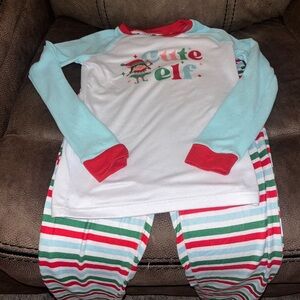 Festive Elf Kids Pajama Set - Red and Blue